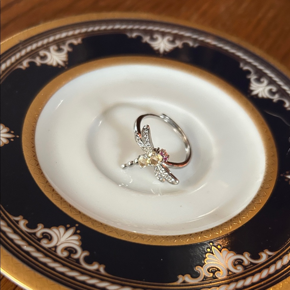 Citrine & Ruby Gemstone Dragonfly Ring - image 8